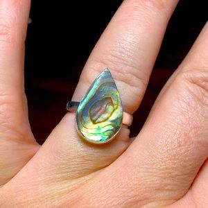 Solid sterling silver abalone ring